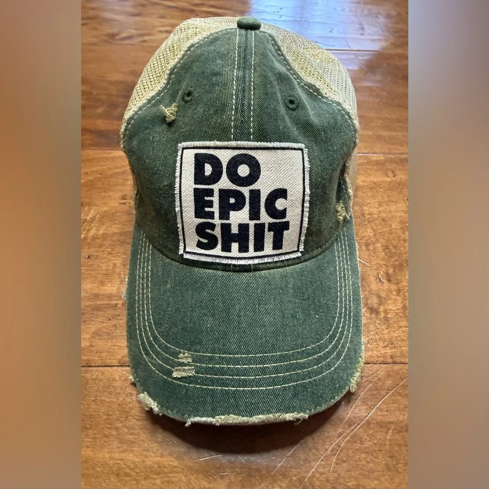 Distressed Trucker Hat “Do Epic Sh*t” Snapback Mesh Cap NWOT